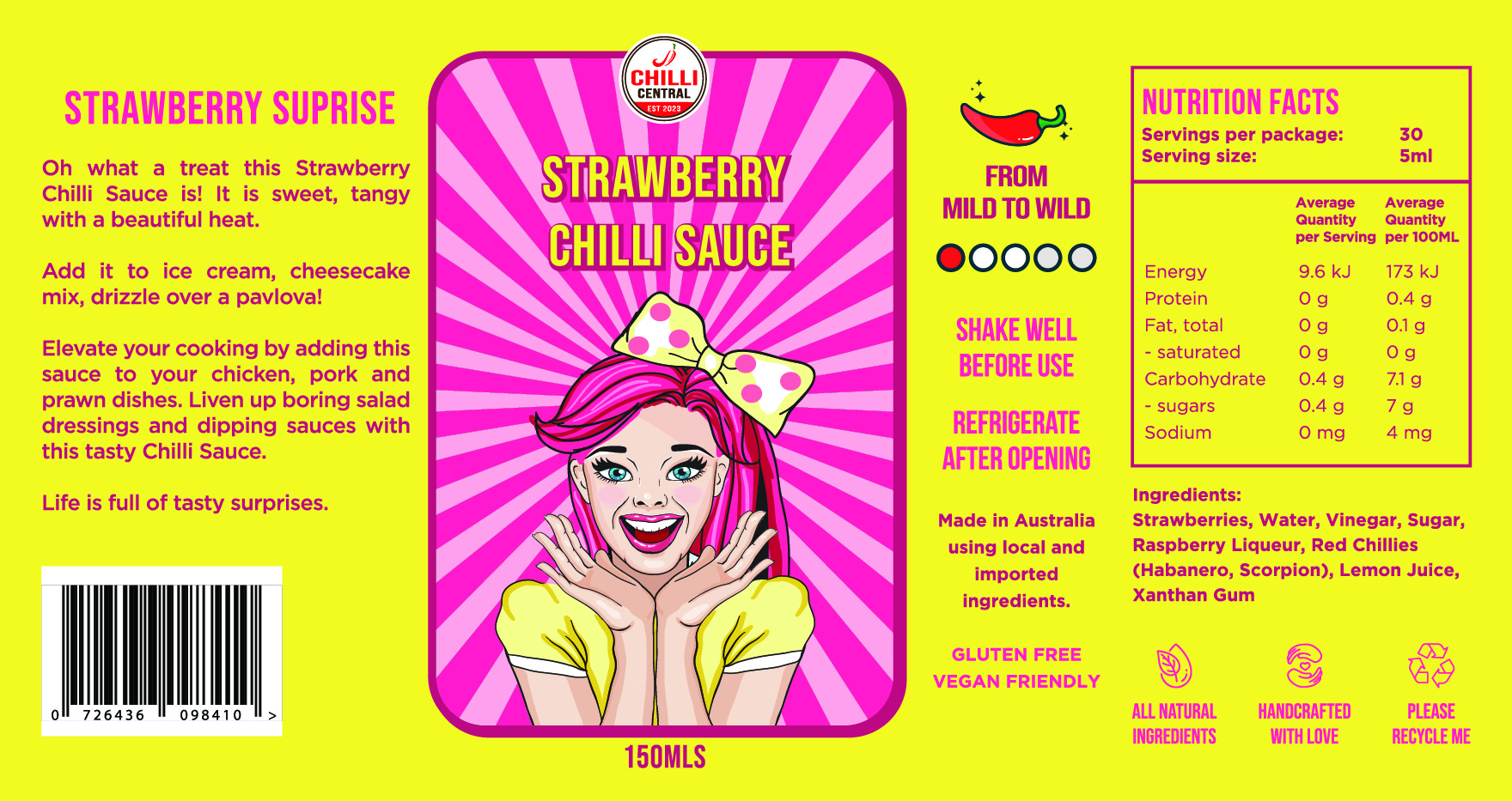 Product Label Strawberry Surprise Strawberry Chilli Sauce Product Label Strawberry Surprise Strawberry Chilli Sauce